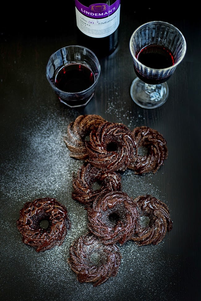 Mini Chocolate and Red Wine Bundt Cakes in a Muffin Tin