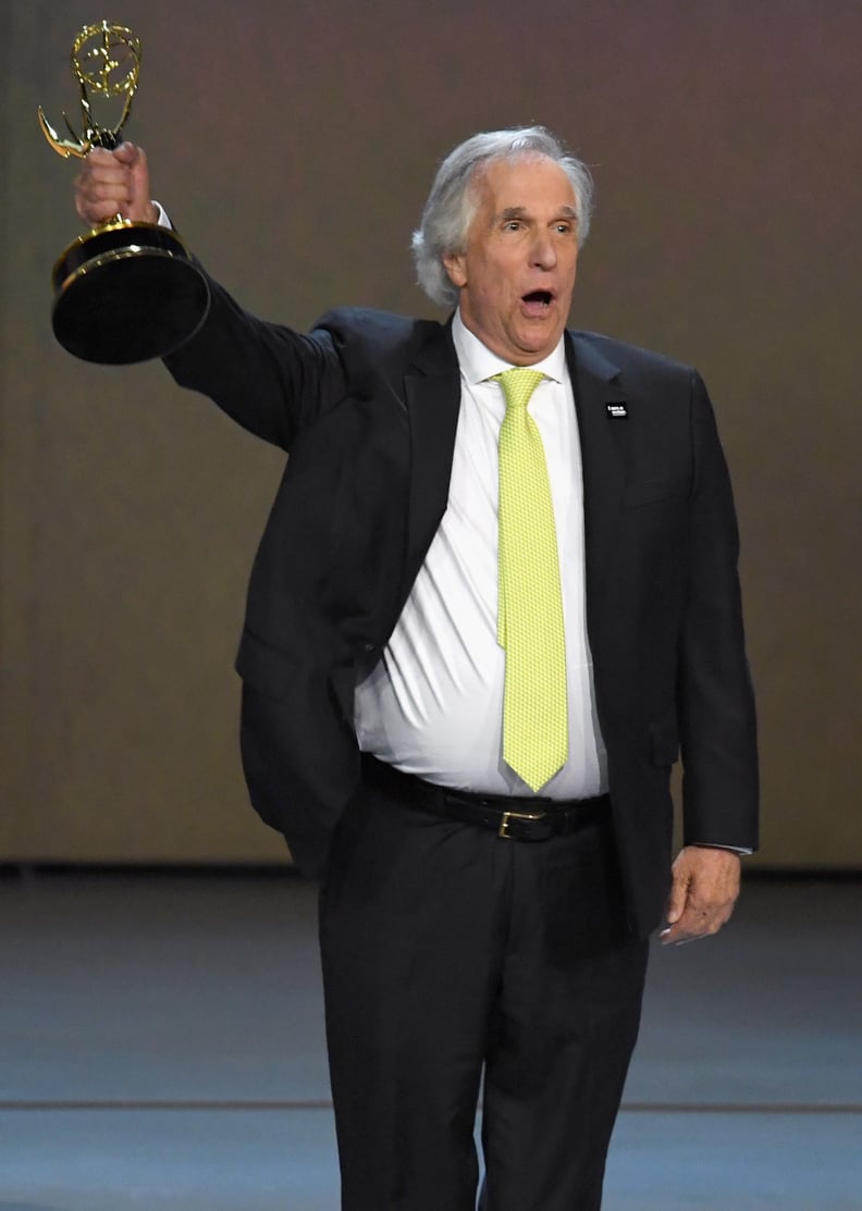 LOS ANGELES, CA - SEPTEMBER 17:  Henry Winkler accepts the Outstanding Supporting Actor in a Comedy Series award for 'Barry' onstage during the 70th Emmy Awards at Microsoft Theater on September 17, 2018 in Los Angeles, California.  (Photo by Kevin Winter