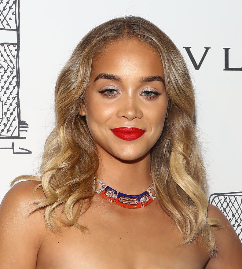 Jasmine Sanders With White Eye Shadow and Red Lips