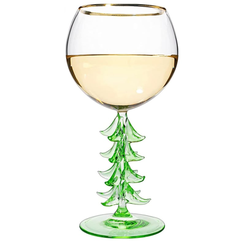 Shop Amazon's Green Christmas Tree Wine Glasses