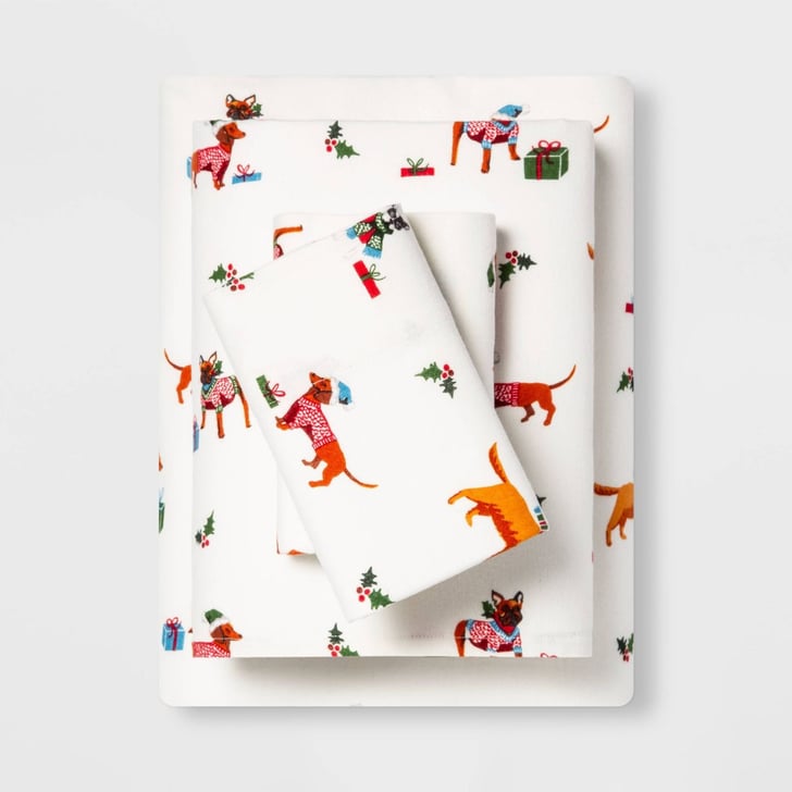 Threshold Printed Flannel Sheet Set in Holiday Dogs The Cutest and