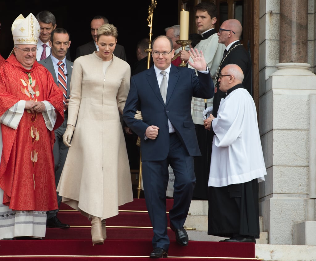 Prince Albert II, Princess Charlene at Church January 2017