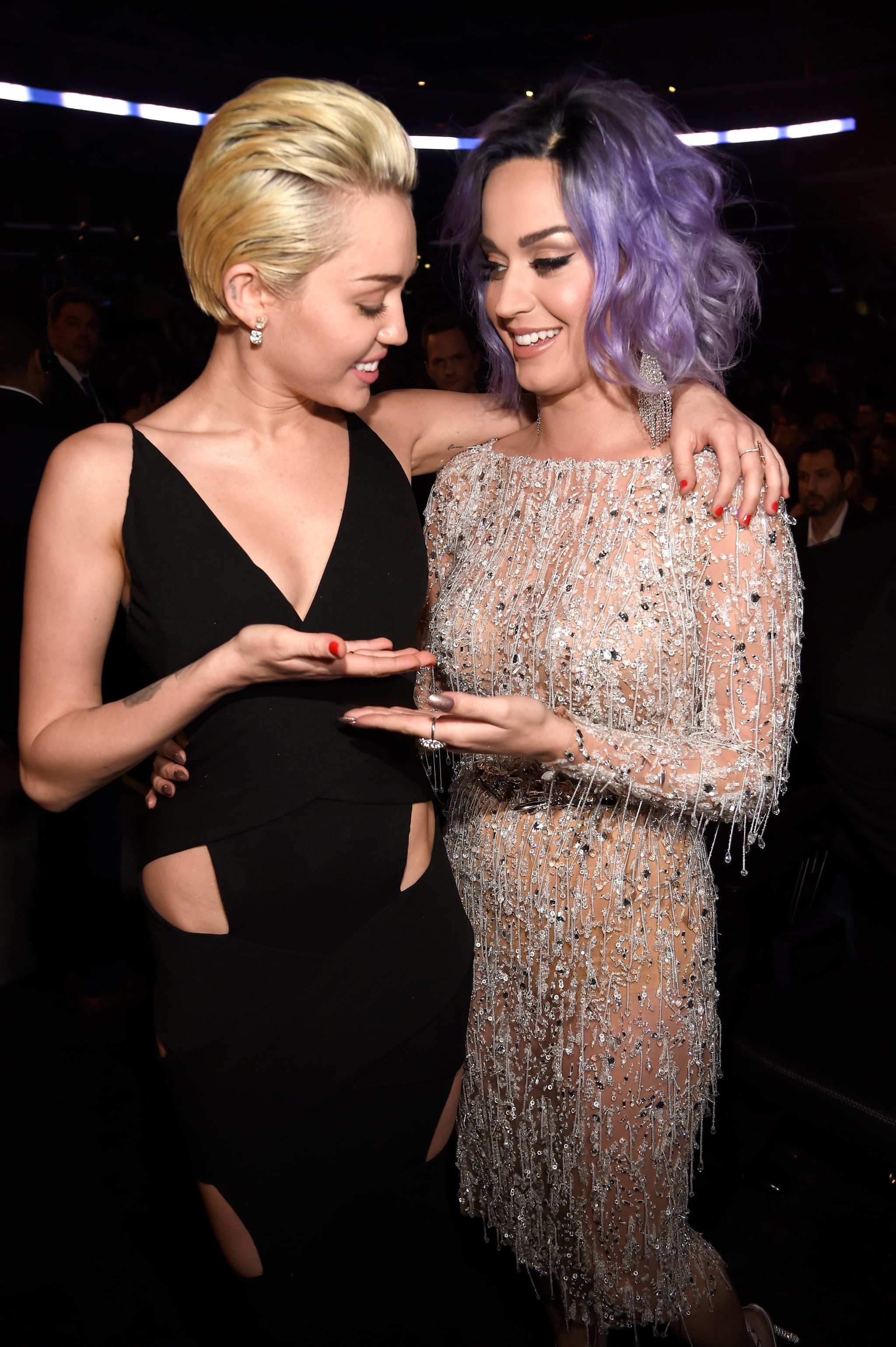 Katy Perry and Miley Cyrus compared cleavage in 2015.