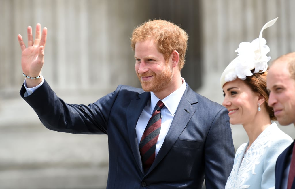 Harry looked as handsome as ever upon arriving at a national service of thanksgiving at St. Paul's Cathedral for Queen Elizabeth II with Prince William and Kate Middleton in June.
