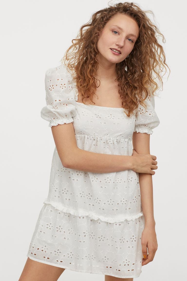 h&m white dress with buttons