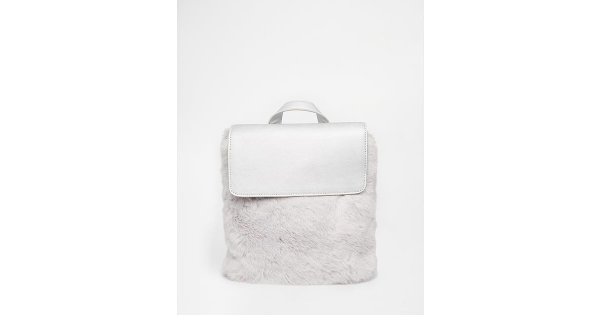Skinnydip Silver Backpack with Faux Fur Front ($69) | The Best Faux-Fur ...