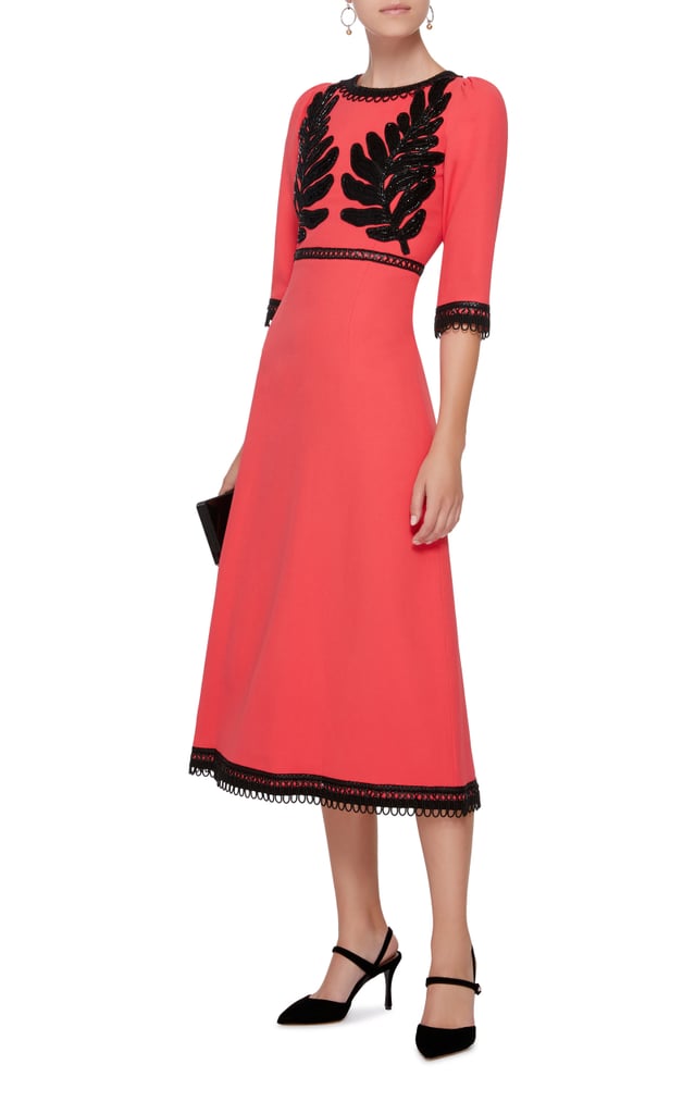 Andrew Gn Bead Embellished Crepe Midi Dress