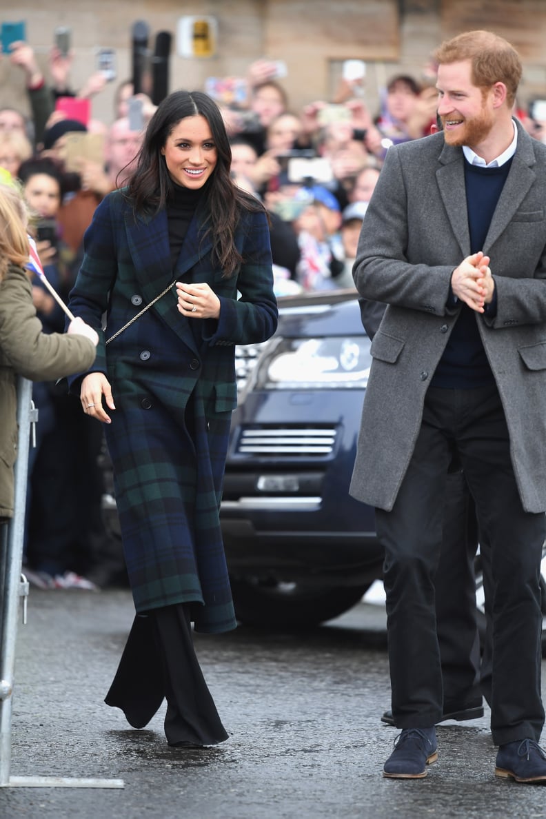 Meghan Markle in Burberry Coat, Strathberry Bag in Scotland: Shop