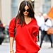 Emrata Put on a Plunging Red Jumper and Called It a Day — Who Needs Trousers?