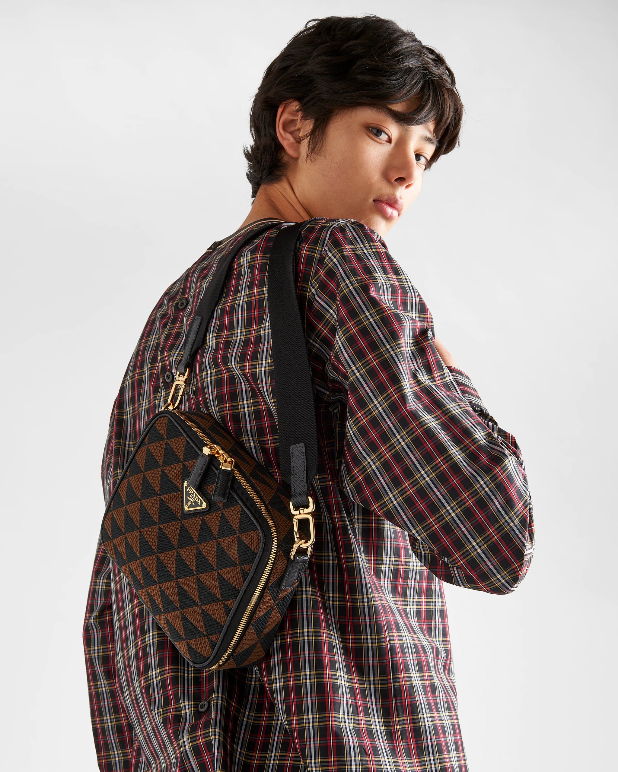 Black Re-Edition nylon and leather shoulder bag | Prada | MATCHES UK