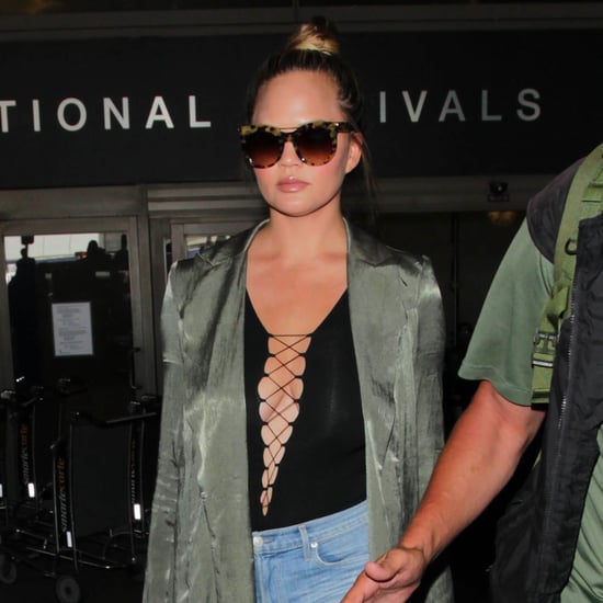 Chrissy Teigen Wearing a Duster and Denim