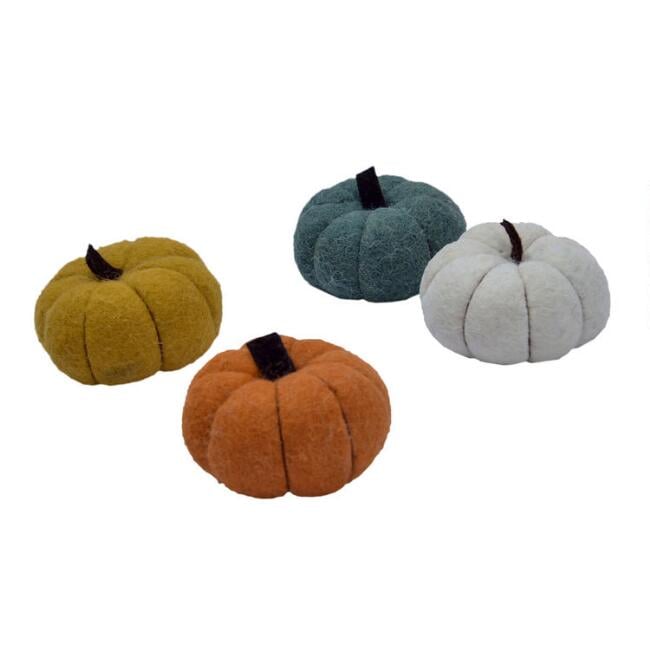 Mini Felted Wool Autumn Pumpkins Set