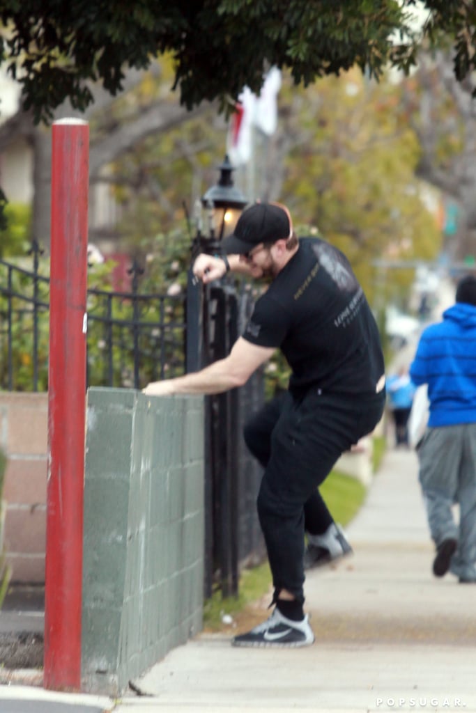 Chris Pratt Laughs After Trying to Jump Over a Wall