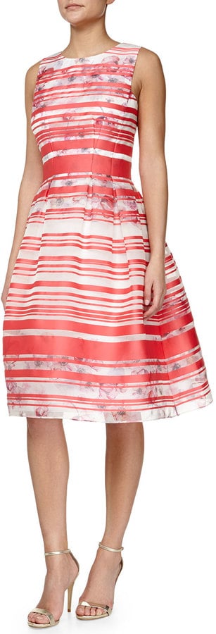 Kay Unger New York Sleeveless Striped Floral Dress ($540)