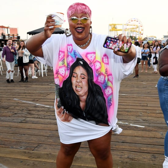 Lizzo Wearing a T-Shirt Dress With Her Face on It