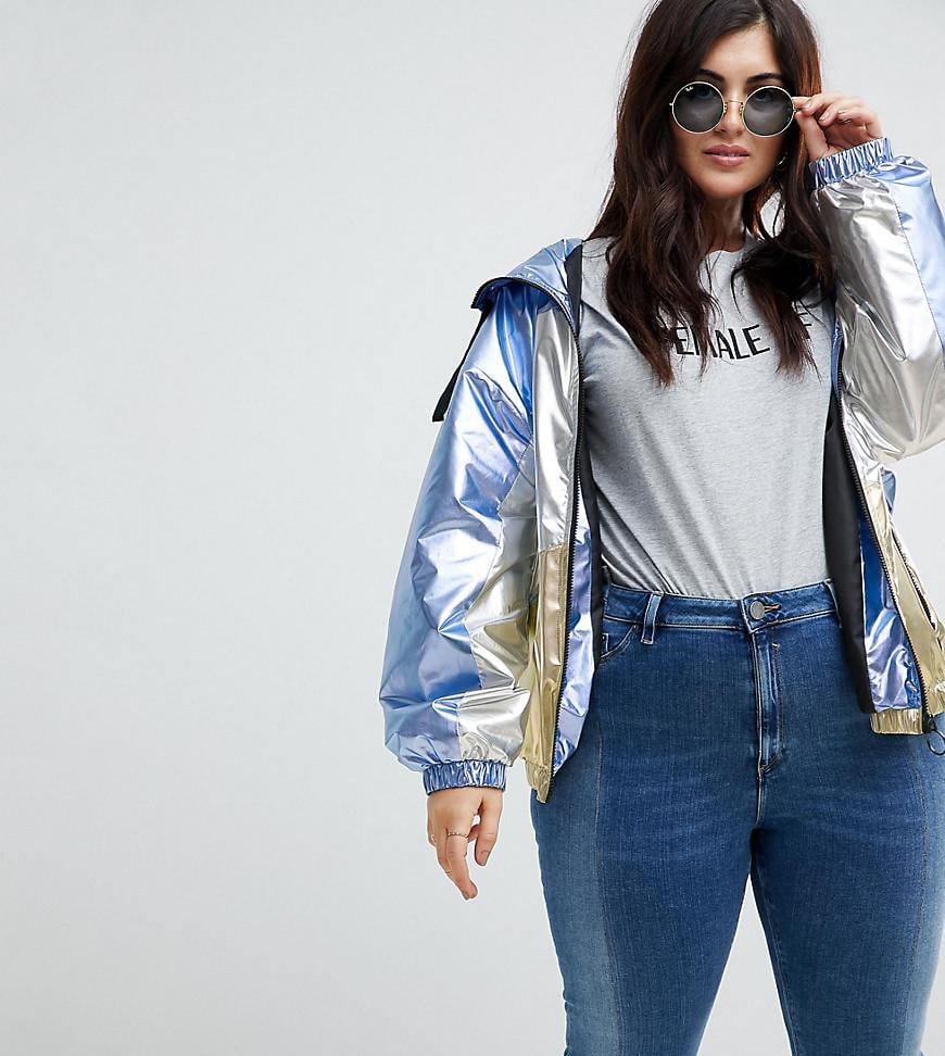 ASOS Design Metallic Panel Rain Jacket