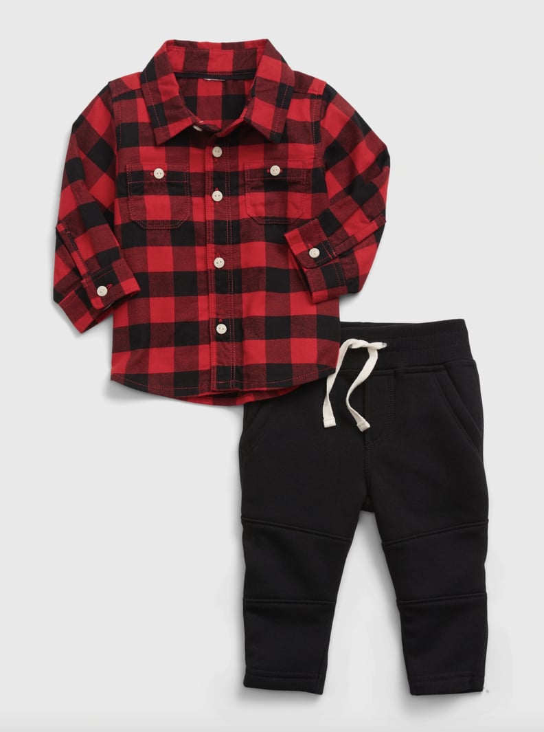 Baby Flannel Shirt Outfit Set