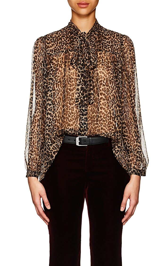 Shop Karlie's Blouse: Saint Laurent Leopard-Print Silk Oversize Blouse |  See Every Mesmerizing Outfit Karlie Kloss Wore as Host of Project Runway |  POPSUGAR Fashion Photo 35