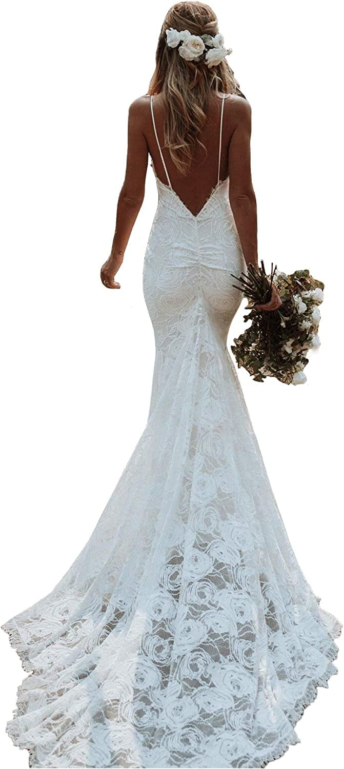 Clothfun Lace Mermaid Wedding Dress | 10 Backless Wedding Dresses That Are  Playful Yet Elegant | POPSUGAR Fashion Photo 7