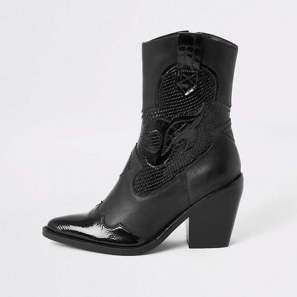 womens black cowboy ankle boots
