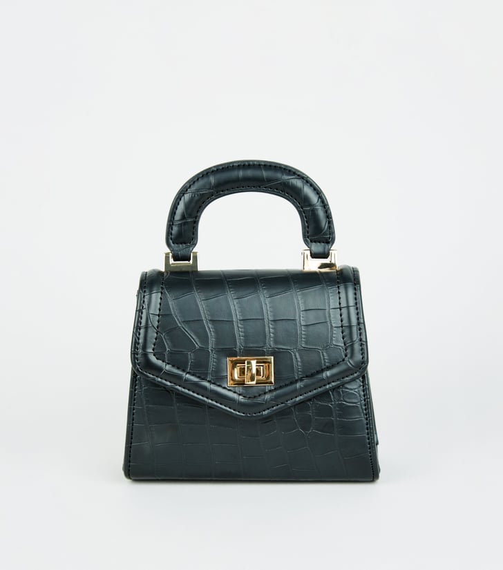 New Look Black Faux Croc Mini Cross Body Bag New Look Vegan Fashion