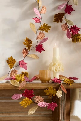 Terrain Mixed Leaves Velvet and Iron Garland