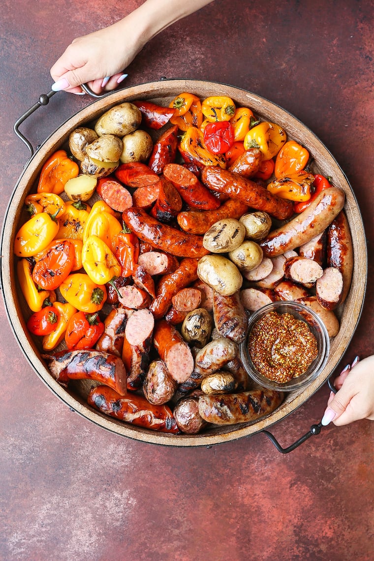 Grilled Sausages, Peppers, and Potatoes