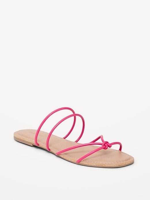 Faux-Leather Strappy Knotted Sandals