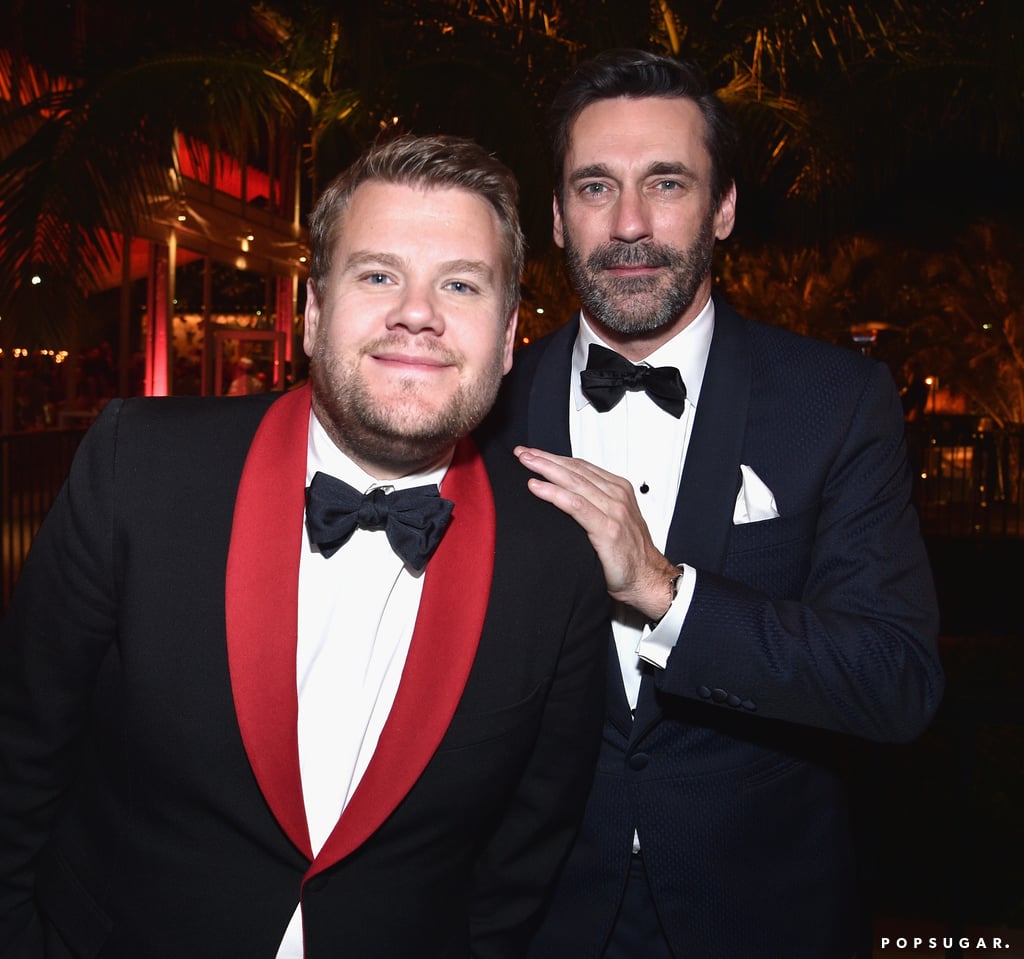 Pictured: James Corden and Jon Hamm
