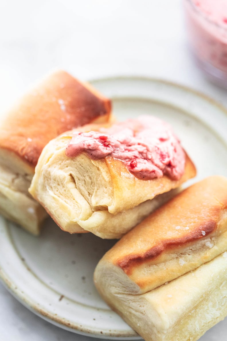 Parker House Dinner Rolls With Almond Raspberry Butter