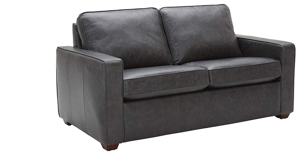 Rivet Andrews Contemporary Top-Grain Leather Loveseat Sofa with Removable Cushions