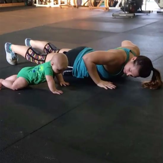 Baby Doing Push-Ups With Mom