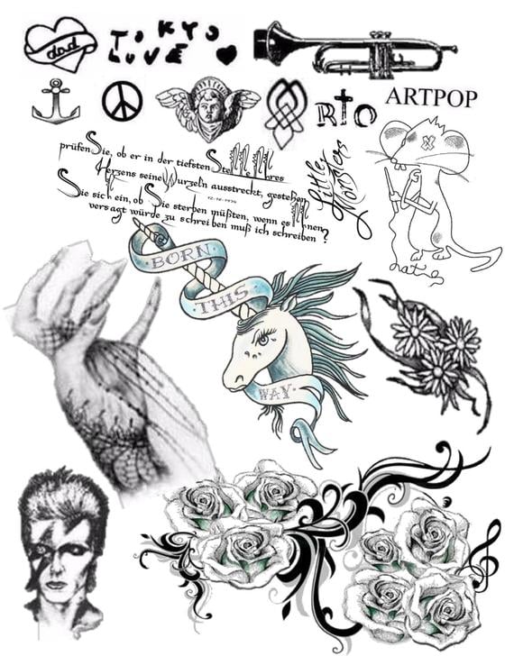 Lady Gaga Temporary Tattoo Set