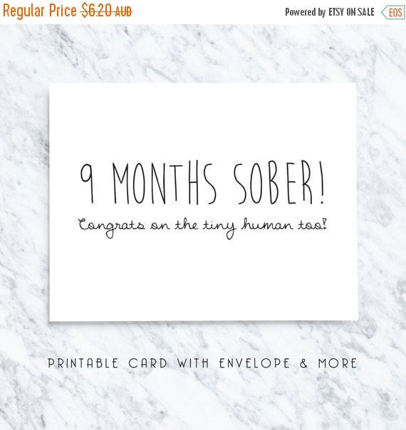 9 Months Sober Card