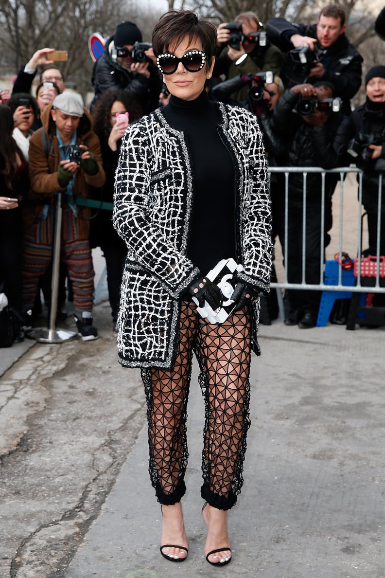 Kris Took a Liking to the Sheer Pants Trend at the Chanel Show