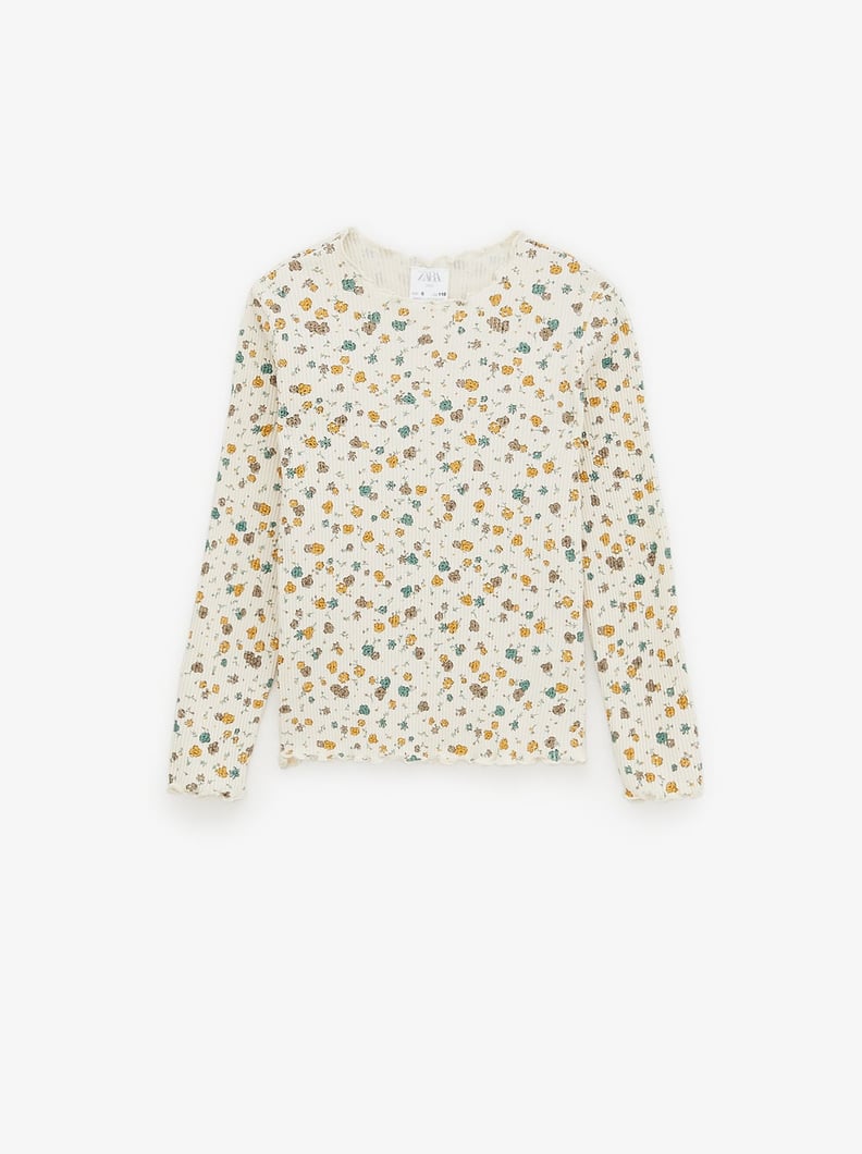 Zara Ribbed Floral Top