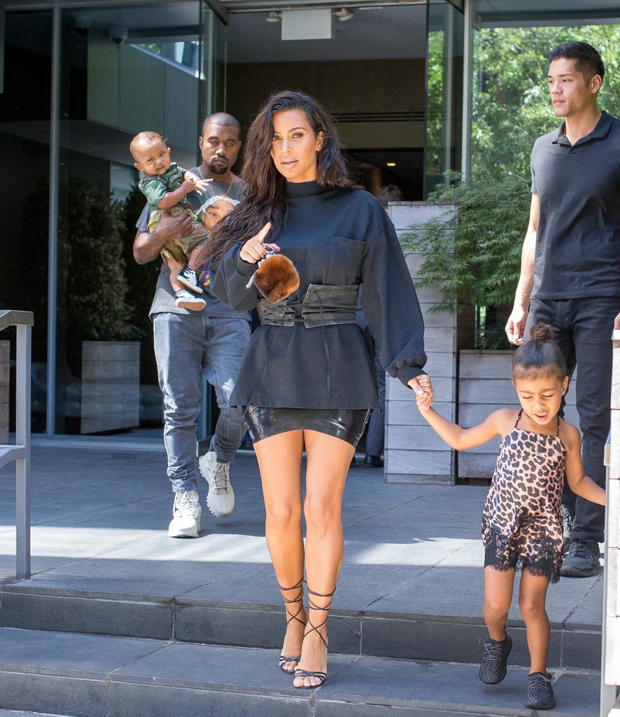 Kim Kardashian With Kanye West, North, and Saint in NYC 2016