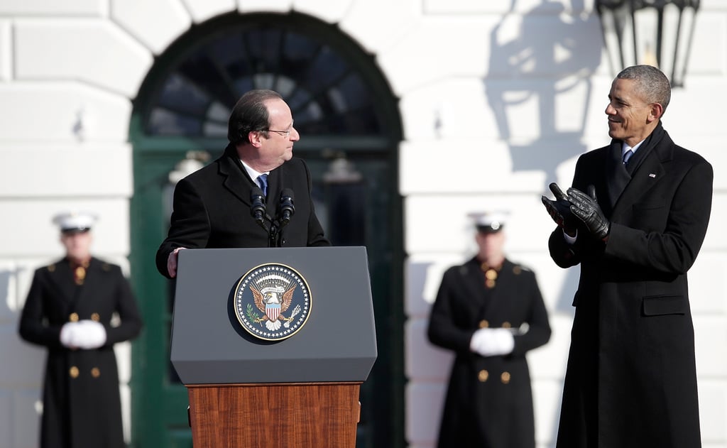 Then President Hollande spoke, and President Obama applauded.