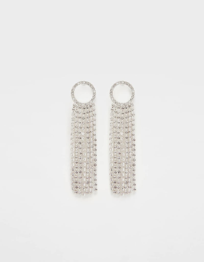 Bershka Rhinestone Fringe Earrings