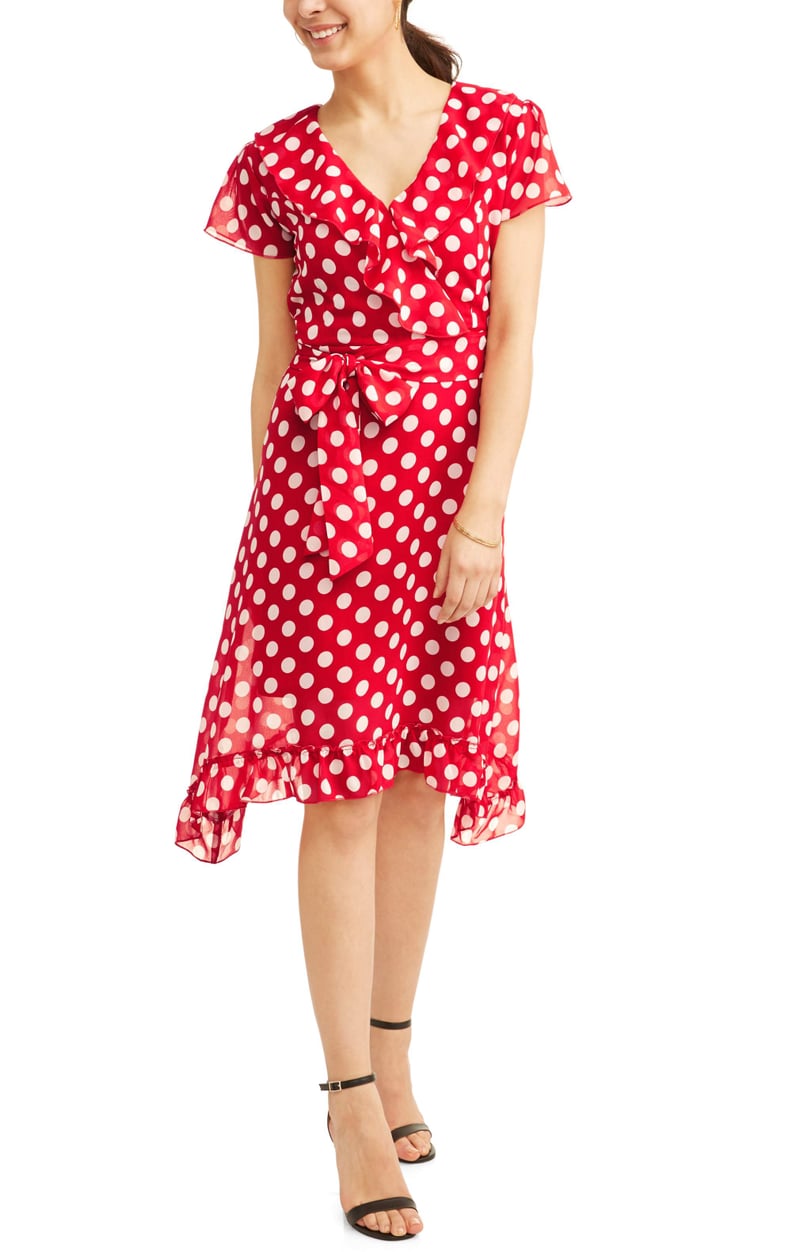 Jaquline Design Studio Ruffle Wrap Polka Dot Dress