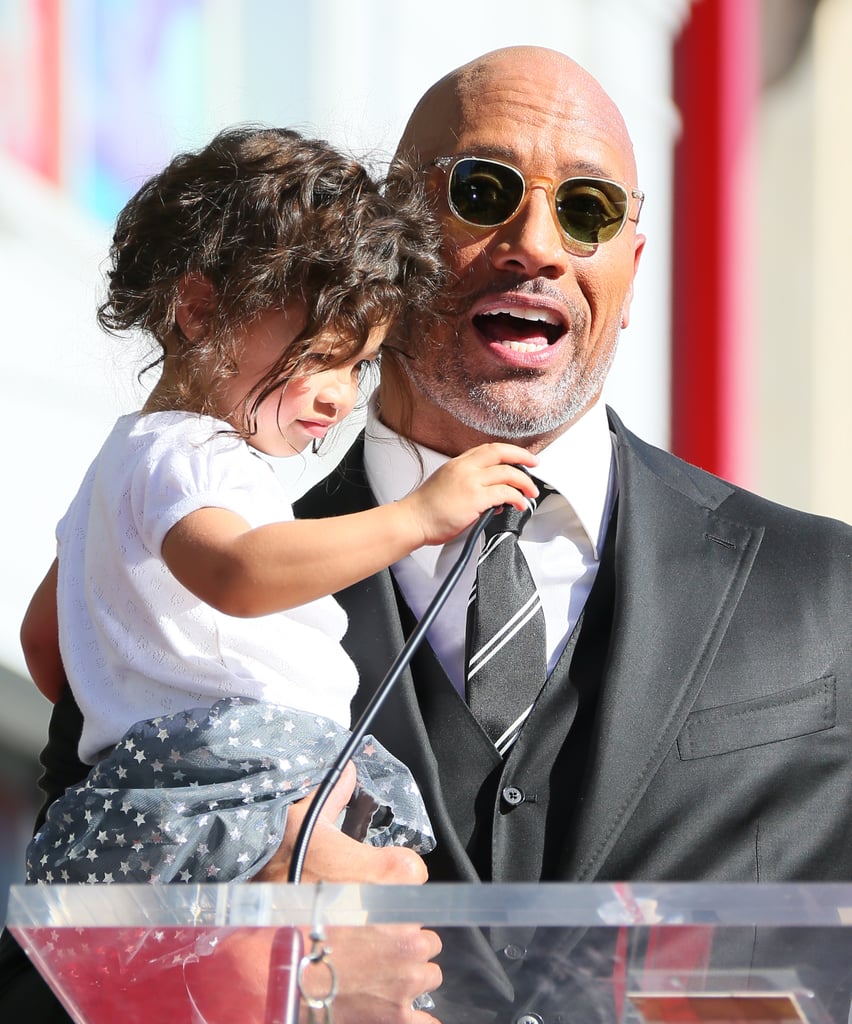 Dwayne Johnson and Family at Hollywood Walk of Fame Ceremony