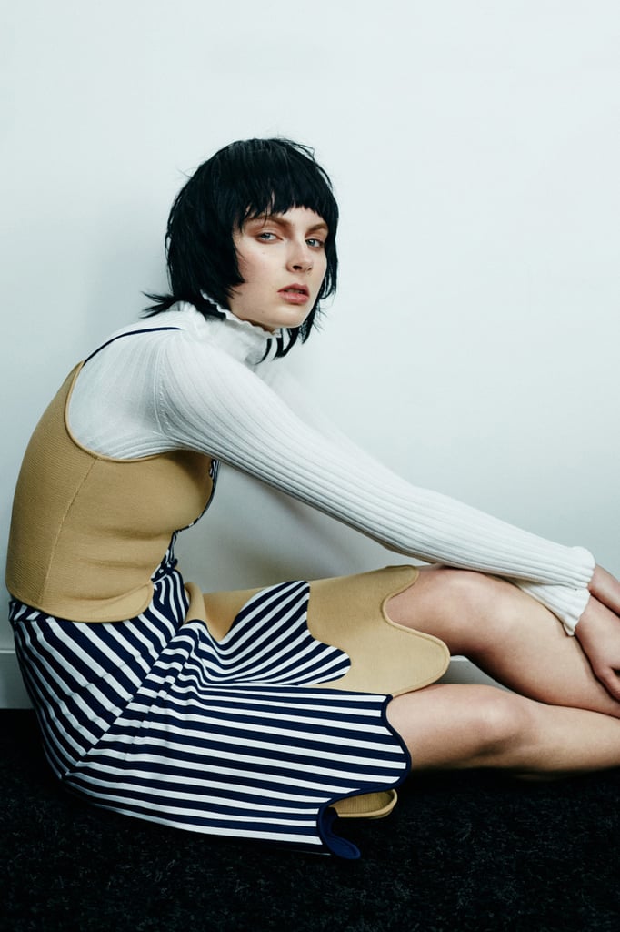 "Really, what would this PH5 asymmetric top ($185) be without its coordinating colorblock skirt ($215)? Sure, it looks good with a turtleneck and tights, but I'll wear it with block-heeled sandals on my getaway to the Bahamas." — SW
