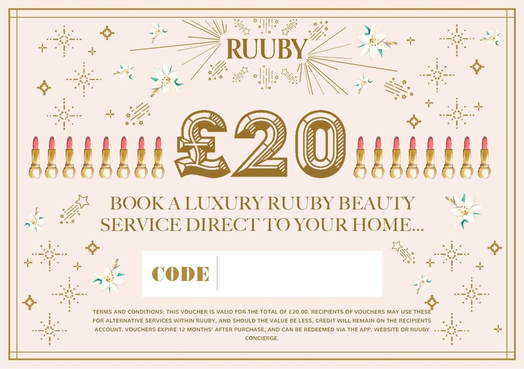 Beauty and Makeup Gifts:  Ruuby Beauty Service Voucher