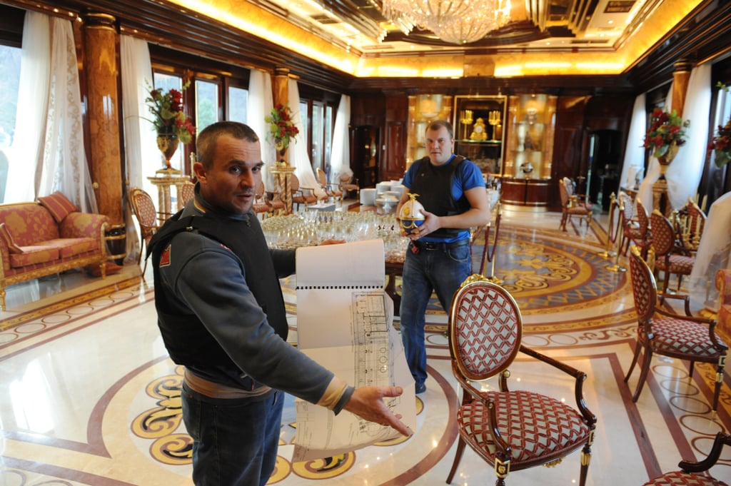Inside, a protester showed off the plans for the grounds.