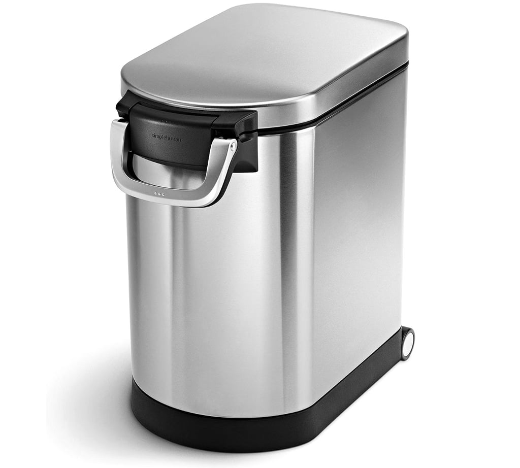 Simplehuman Medium Pet Food Storage Container ($120)
Keep your bulk dry pet food fresh with this pet-food can which stores up to 29 lbs of dry dog food, cat food, or bird seed. Its airtight seal protects food from any misbehaving pets that may be trying to get into it.