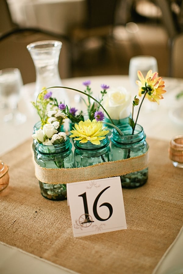 Mason Jars Filled With Wildflowers