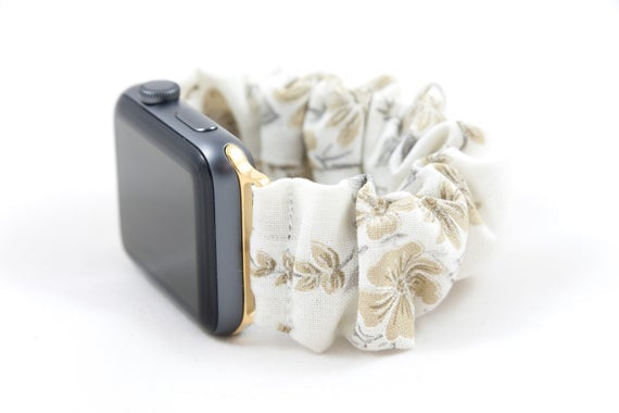 Golden Flowers Scrunchie Watch Band