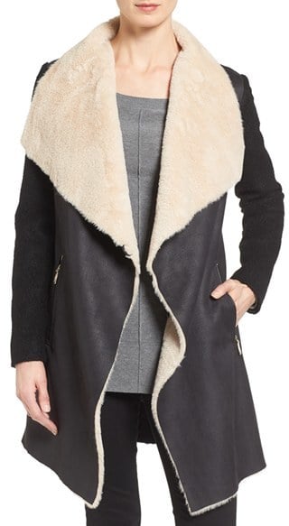 Calvin Klein Mixed Media Coat With Faux Shearling Front ($210)
