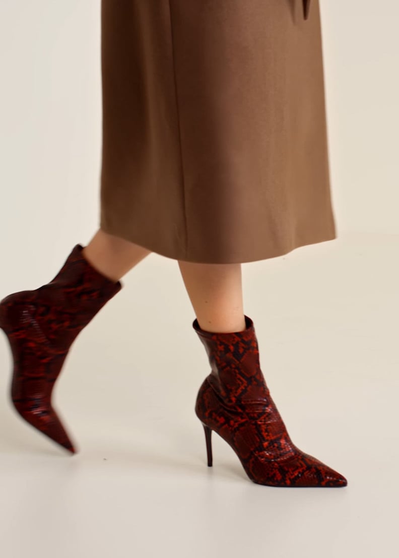 Mango Snake-Effect Ankle Boots