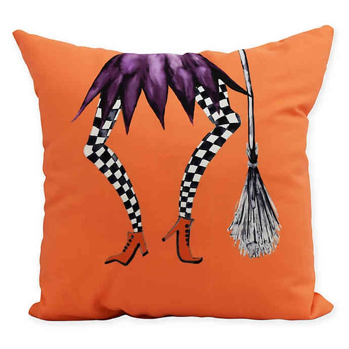 E by Design Witches Brew Esmerelda Square Throw Pillow in Orange